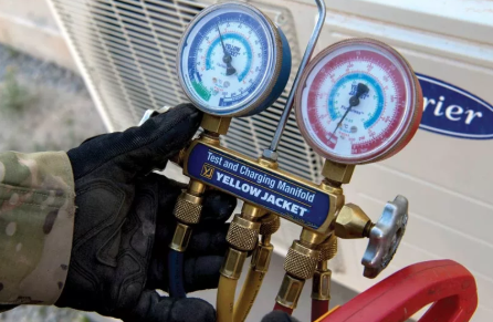 Industrial compressor machinery in operation